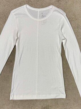 GAP The Bowery Super Soft Crew Long Sleeve Crew Neck White T-shirt Sz M - NWOT